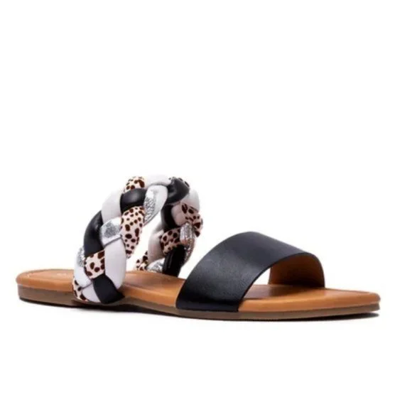 !! NEW !! Slide Sandals With Braided Detail in Black - Picture 2 of 8